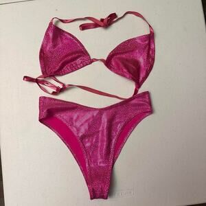Handmade by Nancy Hot Pink Metallic Bikini Set
